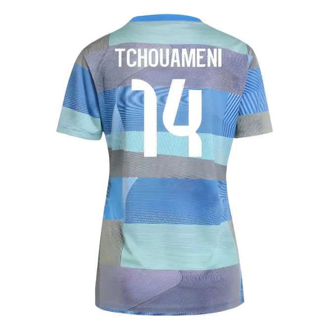 2025-2026 Real Madrid Pre-Match Shirt (Bluebird) - Womens (Tchouameni 14)