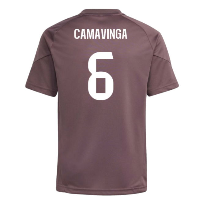 2025-2026 Real Madrid Training Jersey (Shadow Fig) - Kids (Camavinga 6)