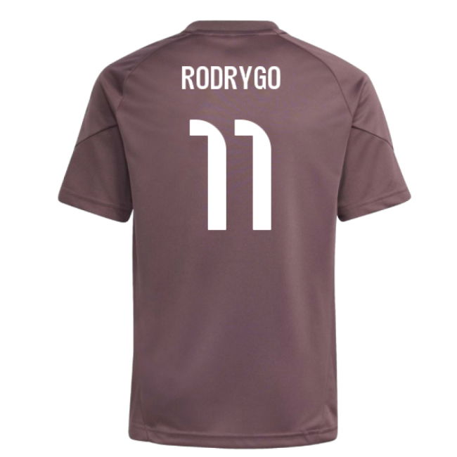 2025-2026 Real Madrid Training Jersey (Shadow Fig) - Kids (Rodrygo 11)