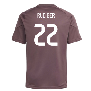 2025-2026 Real Madrid Training Jersey (Shadow Fig) - Kids (Rudiger 22)