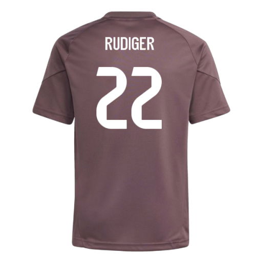 2025-2026 Real Madrid Training Jersey (Shadow Fig) - Kids (Rudiger 22)