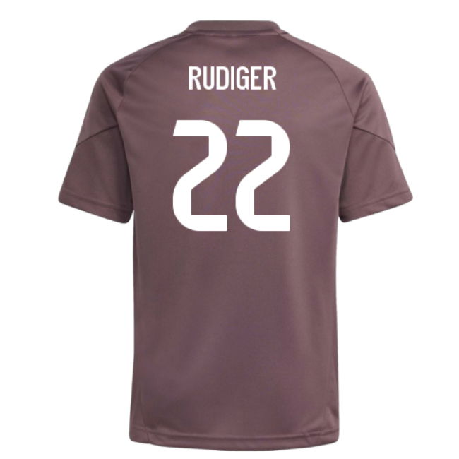 2025-2026 Real Madrid Training Jersey (Shadow Fig) - Kids (Rudiger 22)