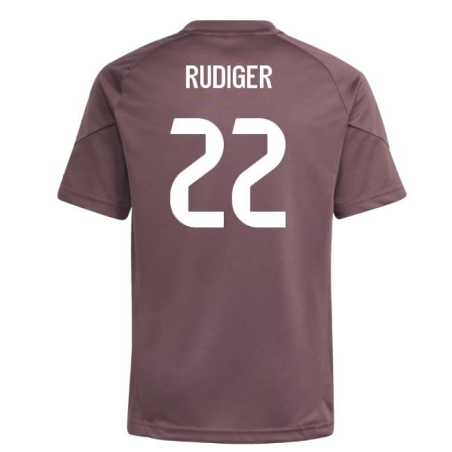 2025-2026 Real Madrid Training Jersey (Shadow Fig) - Kids (Rudiger 22)