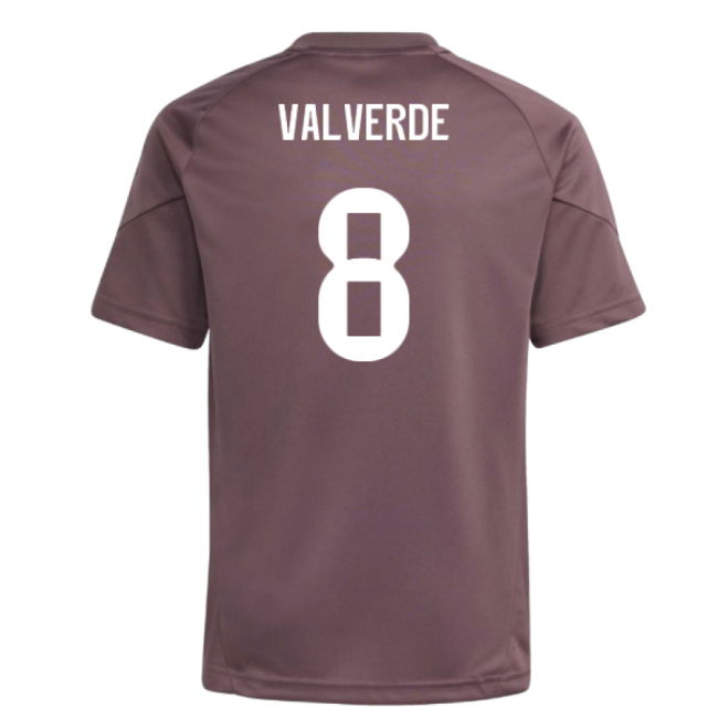 2025-2026 Real Madrid Training Jersey (Shadow Fig) - Kids (Valverde 8)
