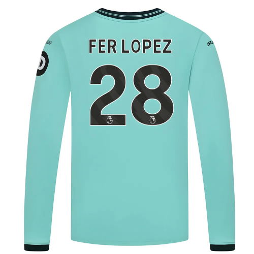 2025-2026 Wolves Long Sleeve Away Shirt (Kids) (Fer Lopez 28)