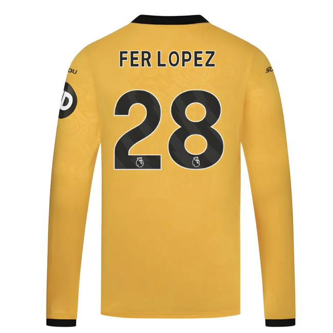 2025-2026 Wolves Long Sleeve Home Shirt (Fer Lopez 28)