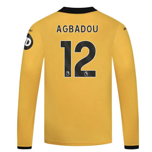 2025-2026 Wolves Long Sleeve Home Shirt - Kids (Agbadou 12)