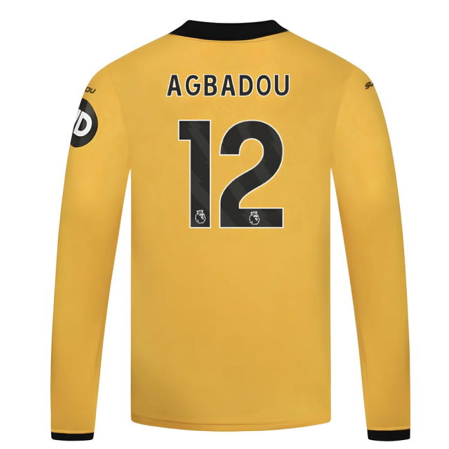 2025-2026 Wolves Long Sleeve Home Shirt - Kids (Agbadou 12)