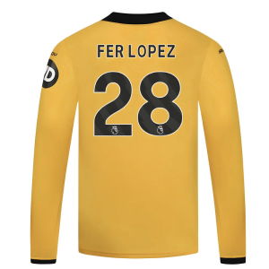2025-2026 Wolves Long Sleeve Home Shirt - Kids (Fer Lopez 28)
