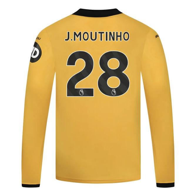 2025-2026 Wolves Long Sleeve Home Shirt - Kids (J.Moutinho 28)