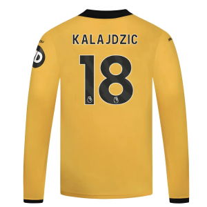 2025-2026 Wolves Long Sleeve Home Shirt - Kids (Kalajdzic 18)