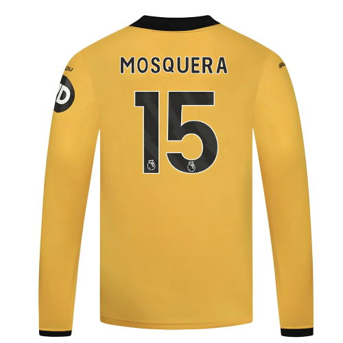 2025-2026 Wolves Long Sleeve Home Shirt - Kids (Mosquera 15)