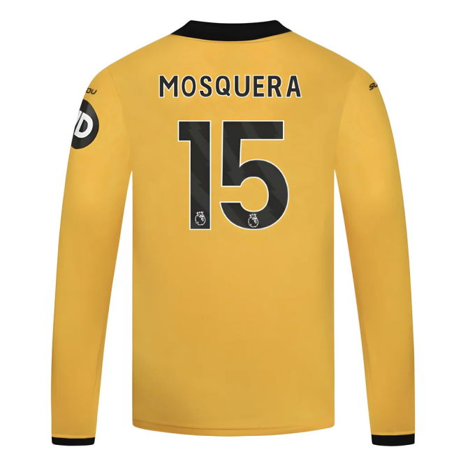 2025-2026 Wolves Long Sleeve Home Shirt - Kids (Mosquera 15)