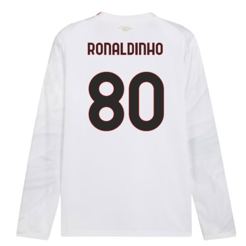 2026-2027 AC Milan Long Sleeve Away Shirt (Ronaldinho 80)