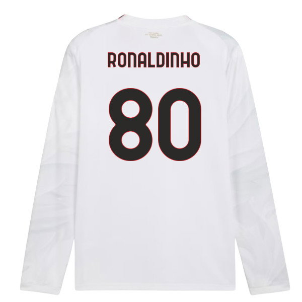 2026-2027 AC Milan Long Sleeve Away Shirt (Ronaldinho 80)