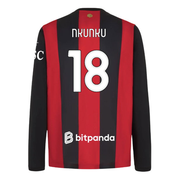 2026-2027 AC Milan Long Sleeve Home Shirt (Nkunku 18)
