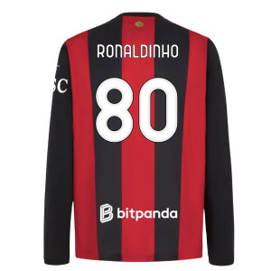 2026-2027 AC Milan Long Sleeve Home Shirt (Ronaldinho 80)