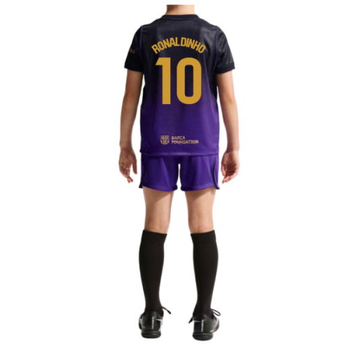 2026-2027 Barcelona Away Little Boys Mini Kit (Ronaldinho 10)