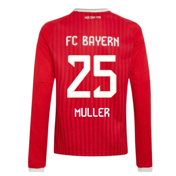 2026-2027 Bayern Munich Long Sleeve Home Shirt (Kids) (Muller 25)
