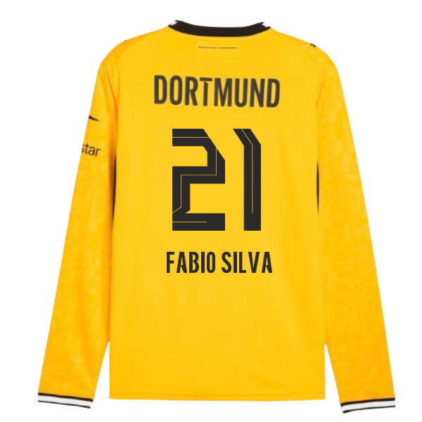 2026-2027 Borussia Dortmund Long Sleeve Home Shirt (Fabio Silva 21)