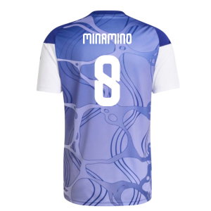 2026-2027 Japan Home Pre-Match Shirt (White/Blue) (Minamino 8)
