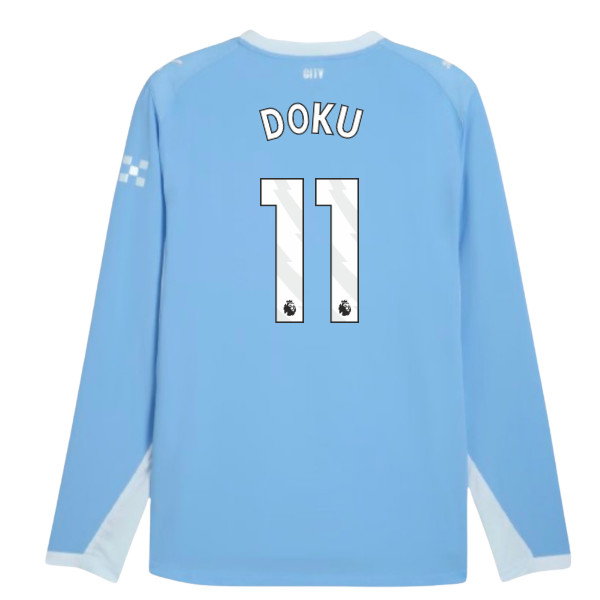 2026-2027 Man City Authentic Long Sleeve Home Shirt (Doku 11)