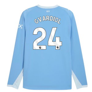2026-2027 Man City Authentic Long Sleeve Home Shirt (Gvardiol 24)