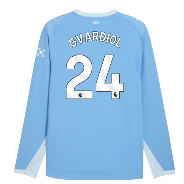2026-2027 Man City Authentic Long Sleeve Home Shirt (Gvardiol 24)