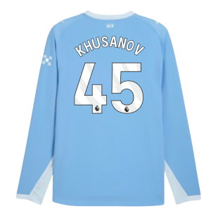 2026-2027 Man City Authentic Long Sleeve Home Shirt (Khusanov 45)