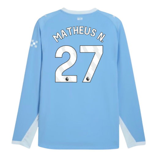 2026-2027 Man City Authentic Long Sleeve Home Shirt (Matheus N. 27)