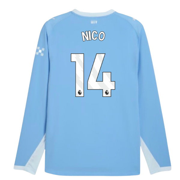 2026-2027 Man City Authentic Long Sleeve Home Shirt (Nico 14)