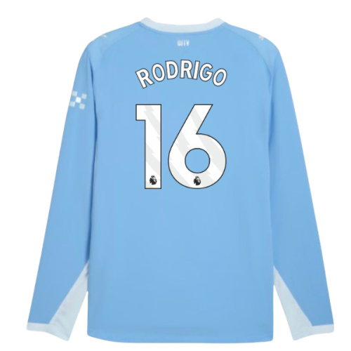 2026-2027 Man City Authentic Long Sleeve Home Shirt (Rodrigo 16)