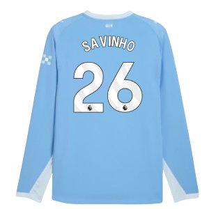 2026-2027 Man City Authentic Long Sleeve Home Shirt (Savinho 26)