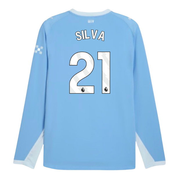 2026-2027 Man City Authentic Long Sleeve Home Shirt (Silva 21)