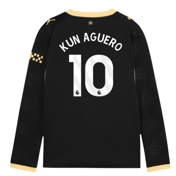2026-2027 Man City Away Long Sleeve Shirt (Kids) (Kun Aguero 10)