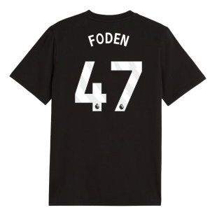 2026-2027 Man City FtblCulture Tee (Black) - Kids (Foden 47)