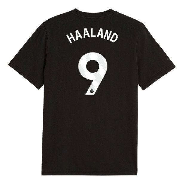 2026-2027 Man City FtblCulture Tee (Black) - Kids (Haaland 9)
