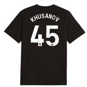 2026-2027 Man City FtblCulture Tee (Black) - Kids (Khusanov 45)