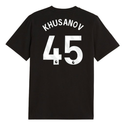 2026-2027 Man City FtblCulture Tee (Black) - Kids (Khusanov 45)