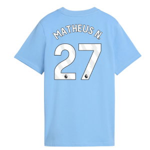 2026-2027 Man City FtblCulture Tee (Light Blue) - Kids (Matheus N. 27)