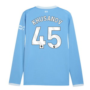 2026-2027 Man City Home Long Sleeve Shirt (Khusanov 45)