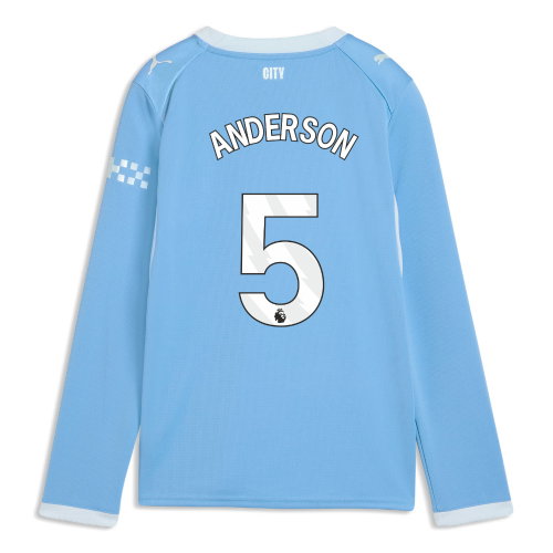 2026-2027 Man City Home Long Sleeve Shirt (Kids) (Anderson 5)