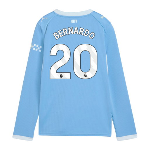 2026-2027 Man City Home Long Sleeve Shirt (Kids) (Bernardo 20)