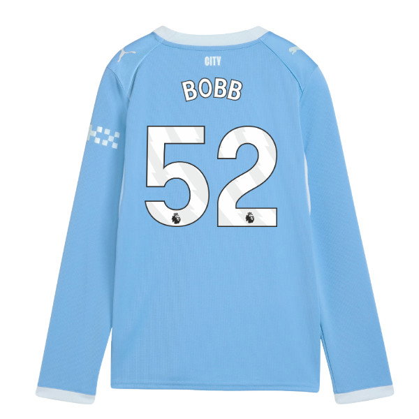 2026-2027 Man City Home Long Sleeve Shirt (Kids) (Bobb 52)