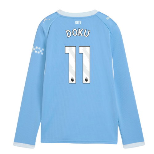 2026-2027 Man City Home Long Sleeve Shirt (Kids) (Doku 11)