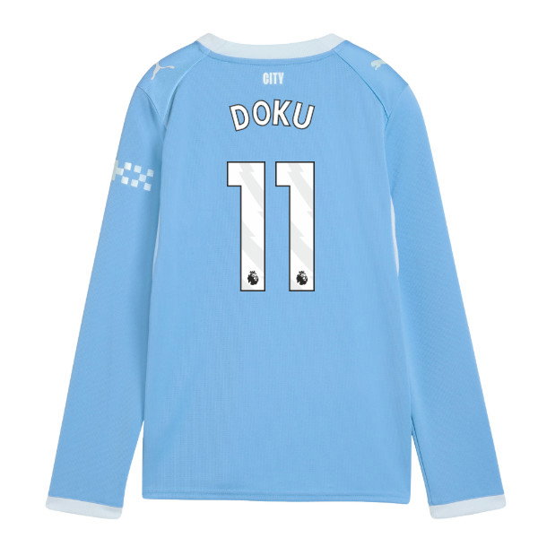 2026-2027 Man City Home Long Sleeve Shirt (Kids) (Doku 11)
