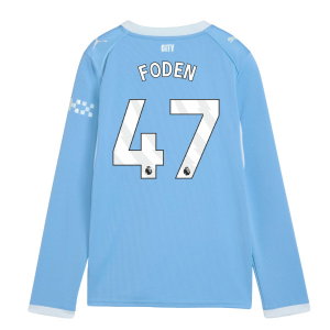 2026-2027 Man City Home Long Sleeve Shirt (Kids) (Foden 47)