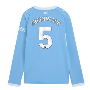 2026-2027 Man City Home Long Sleeve Shirt (Kids) (Greenwood 5)