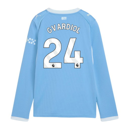 2026-2027 Man City Home Long Sleeve Shirt (Kids) (Gvardiol 24)