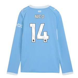 2026-2027 Man City Home Long Sleeve Shirt (Kids) (Nico 14)